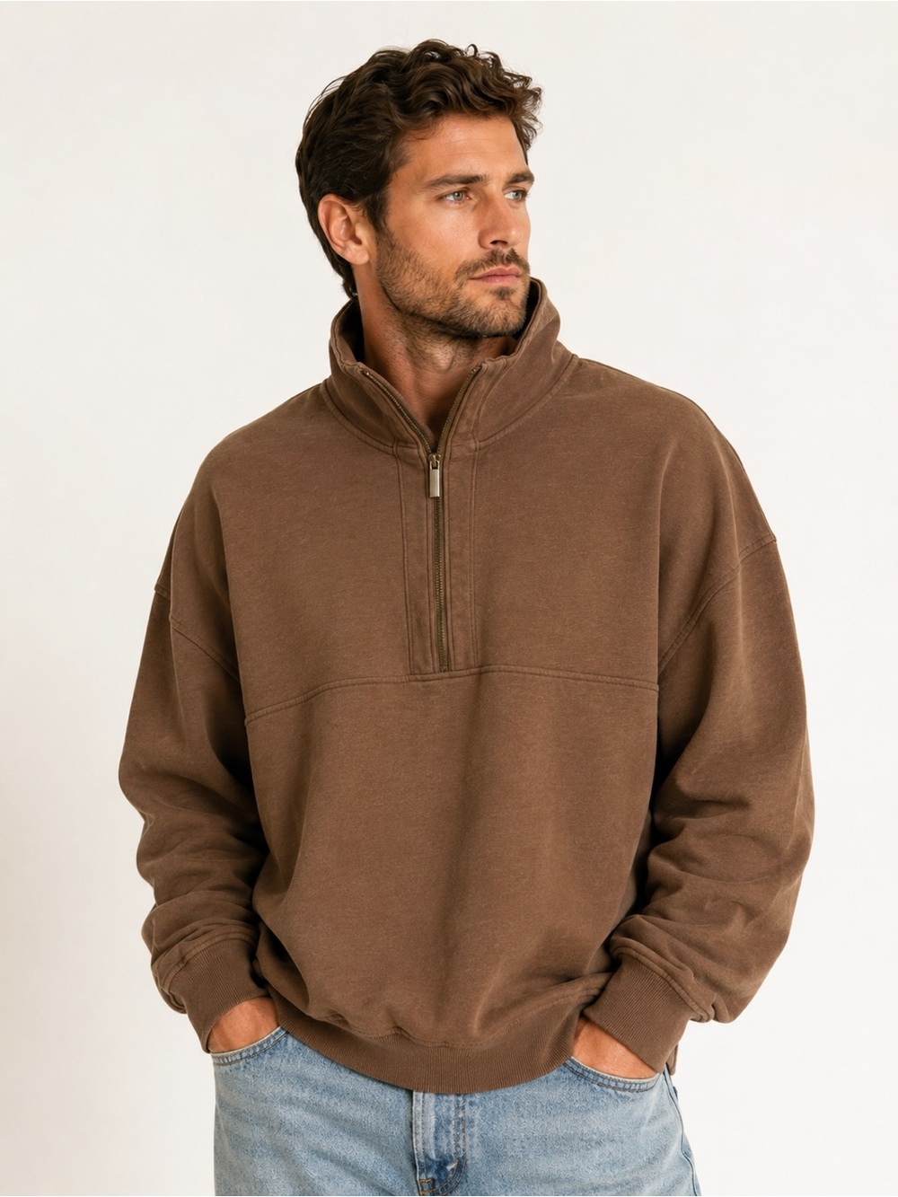 Old Navy Men's Brown Half-Zip Sweatshirt